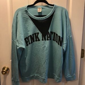 Blue VS Pink sweatshirt with mesh vneck
